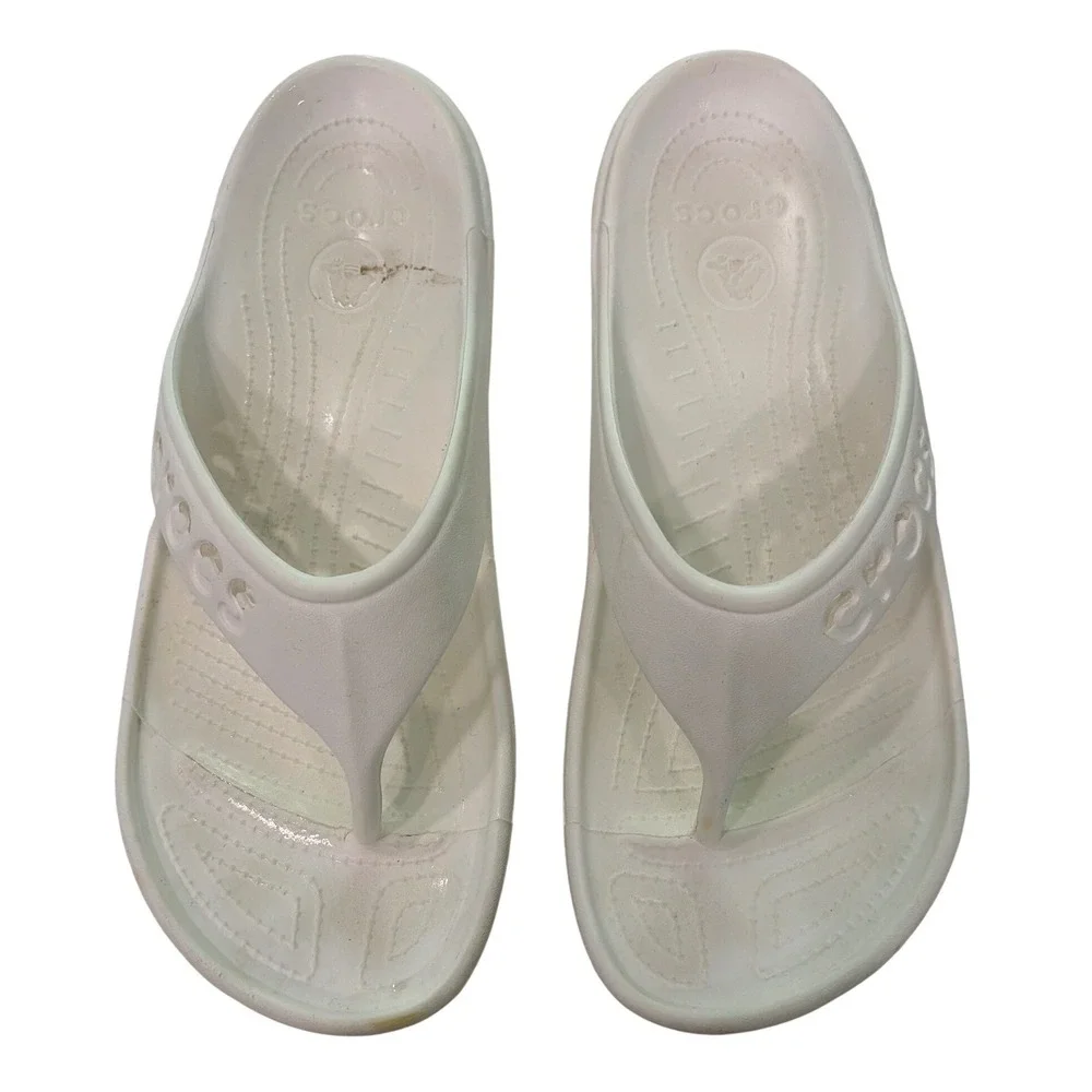 Crocs Mens Beach Summer Pool Side Flip Flop Sandals White M10 W12